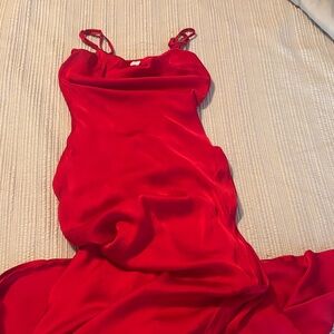 GB girls Red Satin Spaghetti-Strap Prom Dress